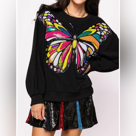 New! QUEEN OF SPARKLES Rainbow Sequin Pleated Mini Skort - Picture 5 of 11